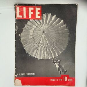 Vintage LIFE Magazine Cover with Parachutist August 1940